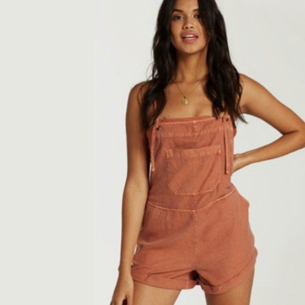 Baggy Beach Bib Tencel Shortalls - Picture 2 of 5